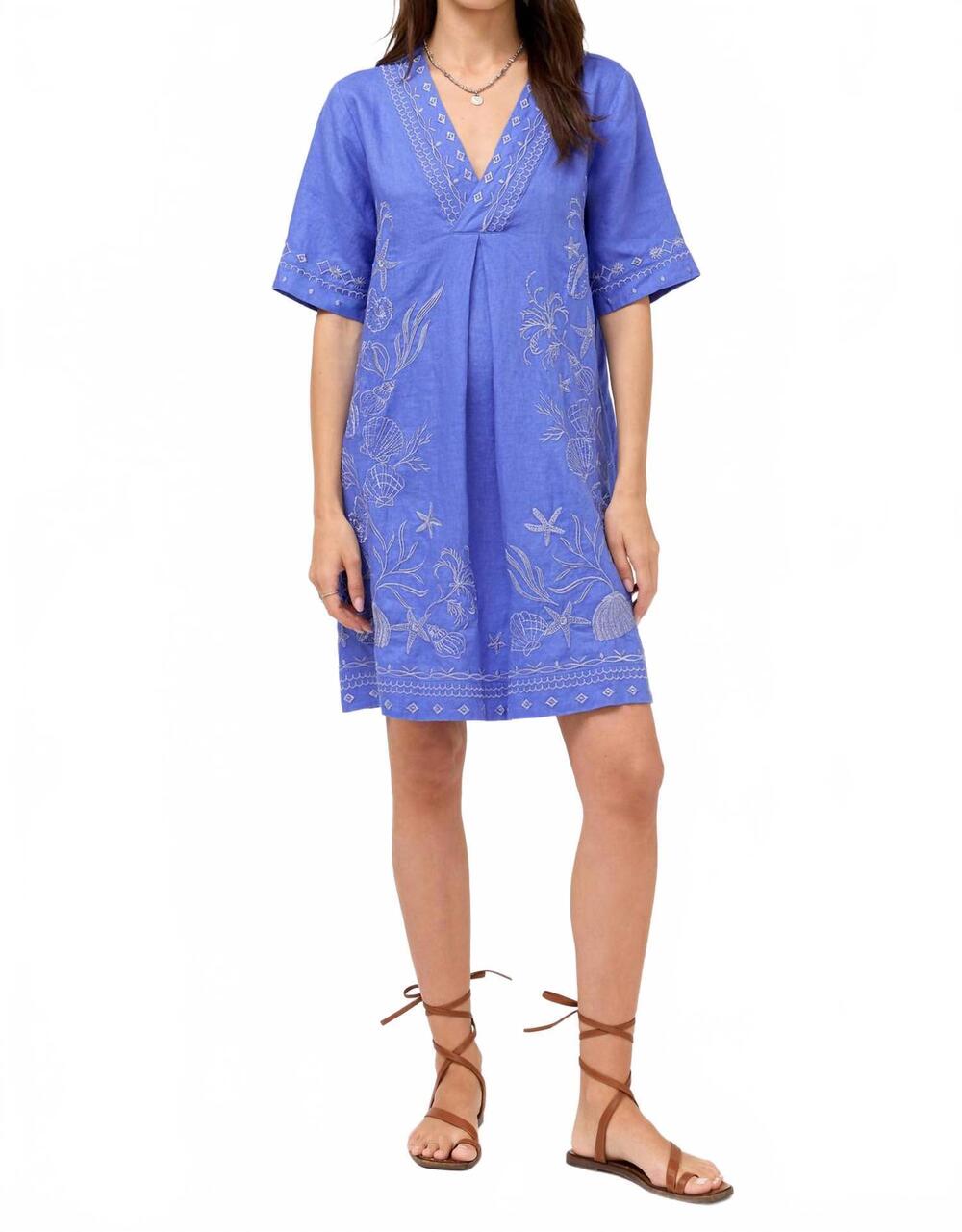 NEW JOHNNY WAS meri dolman dress in baja blue
